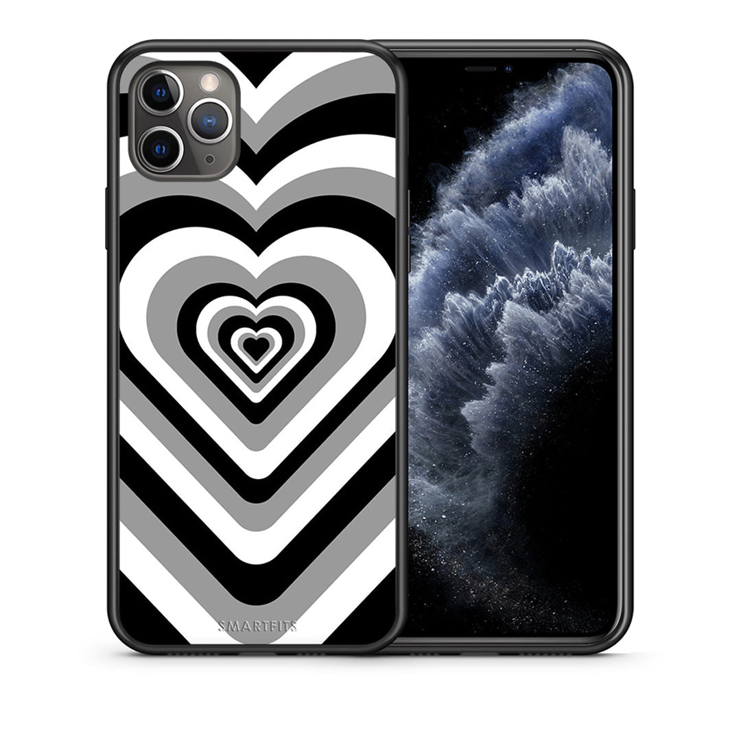 Θήκη iPhone 11 Pro Max Black Hearts από τη Smartfits με σχέδιο στο πίσω μέρος και μαύρο περίβλημα | iPhone 11 Pro Max Black Hearts case with colorful back and black bezels