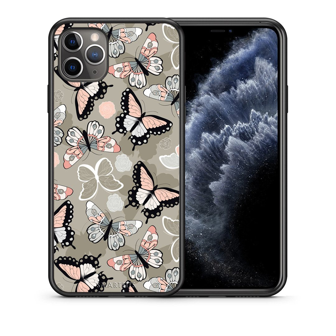 Θήκη iPhone 11 Pro Butterflies Boho από τη Smartfits με σχέδιο στο πίσω μέρος και μαύρο περίβλημα | iPhone 11 Pro Butterflies Boho case with colorful back and black bezels