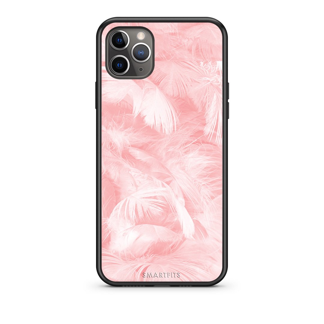 33 - iPhone 11 Pro  Pink Feather Boho case, cover, bumper