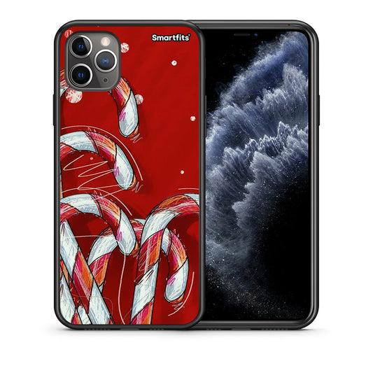 Θήκη iPhone 11 Pro Max Candy Cane από τη Smartfits με σχέδιο στο πίσω μέρος και μαύρο περίβλημα | iPhone 11 Pro Max Candy Cane case with colorful back and black bezels