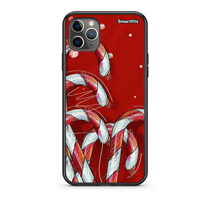 iPhone 11 Pro Max Candy Cane θήκη από τη Smartfits με σχέδιο στο πίσω μέρος και μαύρο περίβλημα | Smartphone case with colorful back and black bezels by Smartfits