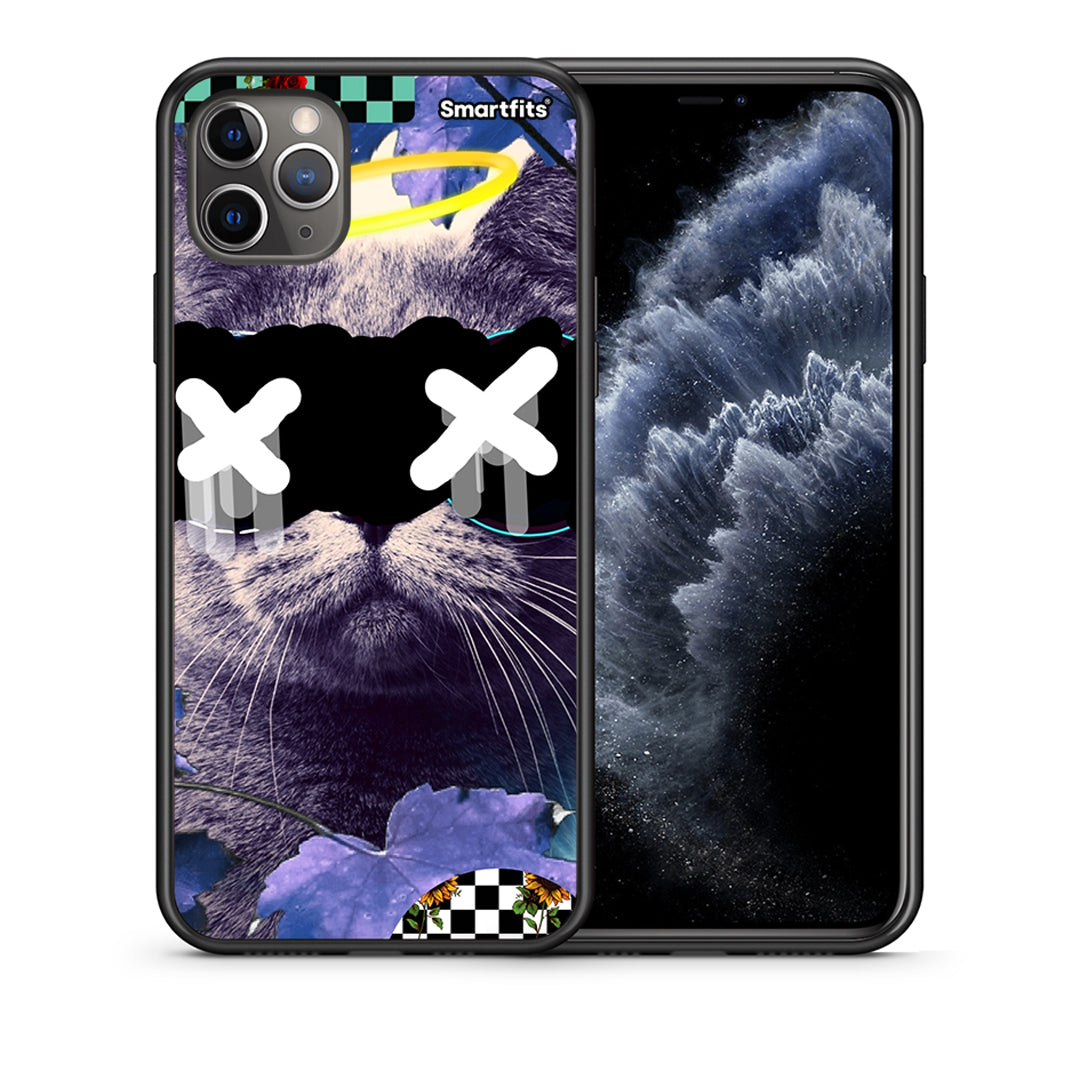 Θήκη iPhone 11 Pro Max Cat Collage από τη Smartfits με σχέδιο στο πίσω μέρος και μαύρο περίβλημα | iPhone 11 Pro Max Cat Collage case with colorful back and black bezels