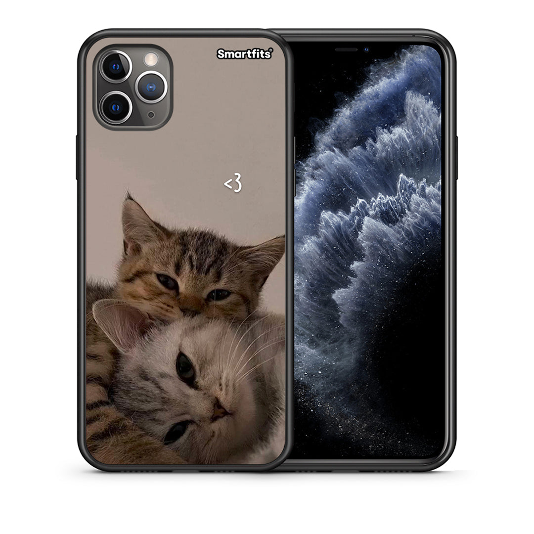 Θήκη iPhone 11 Pro Max Cats In Love από τη Smartfits με σχέδιο στο πίσω μέρος και μαύρο περίβλημα | iPhone 11 Pro Max Cats In Love case with colorful back and black bezels