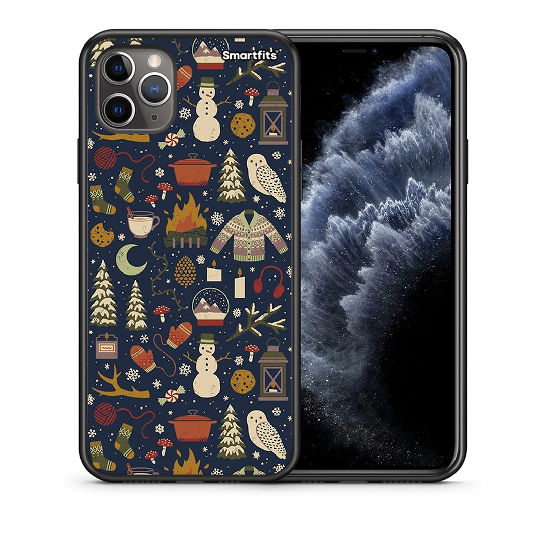 Θήκη iPhone 11 Pro Christmas Elements από τη Smartfits με σχέδιο στο πίσω μέρος και μαύρο περίβλημα | iPhone 11 Pro Christmas Elements case with colorful back and black bezels