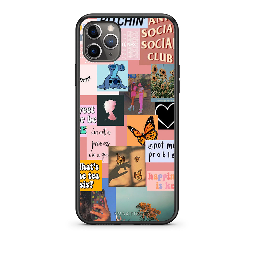 iPhone 11 Pro Max Collage Bitchin Θήκη Αγίου Βαλεντίνου από τη Smartfits με σχέδιο στο πίσω μέρος και μαύρο περίβλημα | Smartphone case with colorful back and black bezels by Smartfits