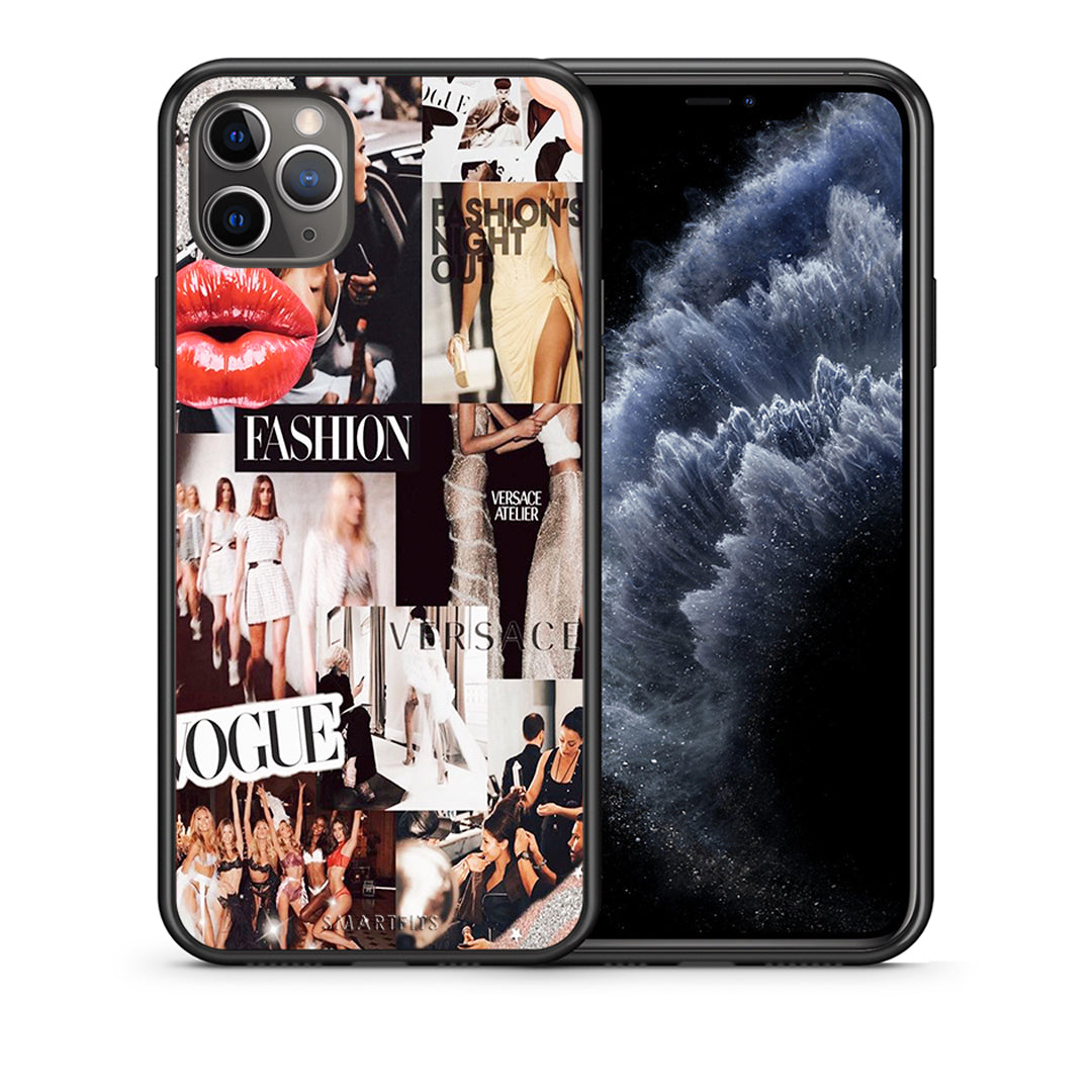 Θήκη Αγίου Βαλεντίνου iPhone 11 Pro Collage Fashion από τη Smartfits με σχέδιο στο πίσω μέρος και μαύρο περίβλημα | iPhone 11 Pro Collage Fashion case with colorful back and black bezels