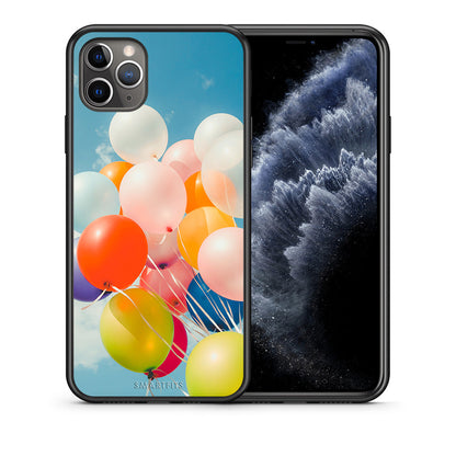 Θήκη iPhone 11 Pro Colorful Balloons από τη Smartfits με σχέδιο στο πίσω μέρος και μαύρο περίβλημα | iPhone 11 Pro Colorful Balloons case with colorful back and black bezels