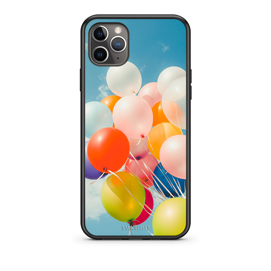iPhone 11 Pro Colorful Balloons θήκη από τη Smartfits με σχέδιο στο πίσω μέρος και μαύρο περίβλημα | Smartphone case with colorful back and black bezels by Smartfits