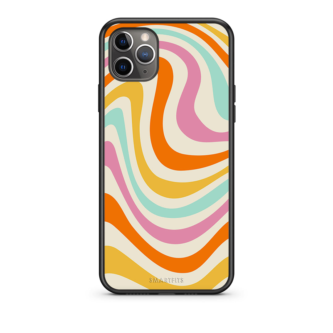 iPhone 11 Pro Max Colourful Waves θήκη από τη Smartfits με σχέδιο στο πίσω μέρος και μαύρο περίβλημα | Smartphone case with colorful back and black bezels by Smartfits