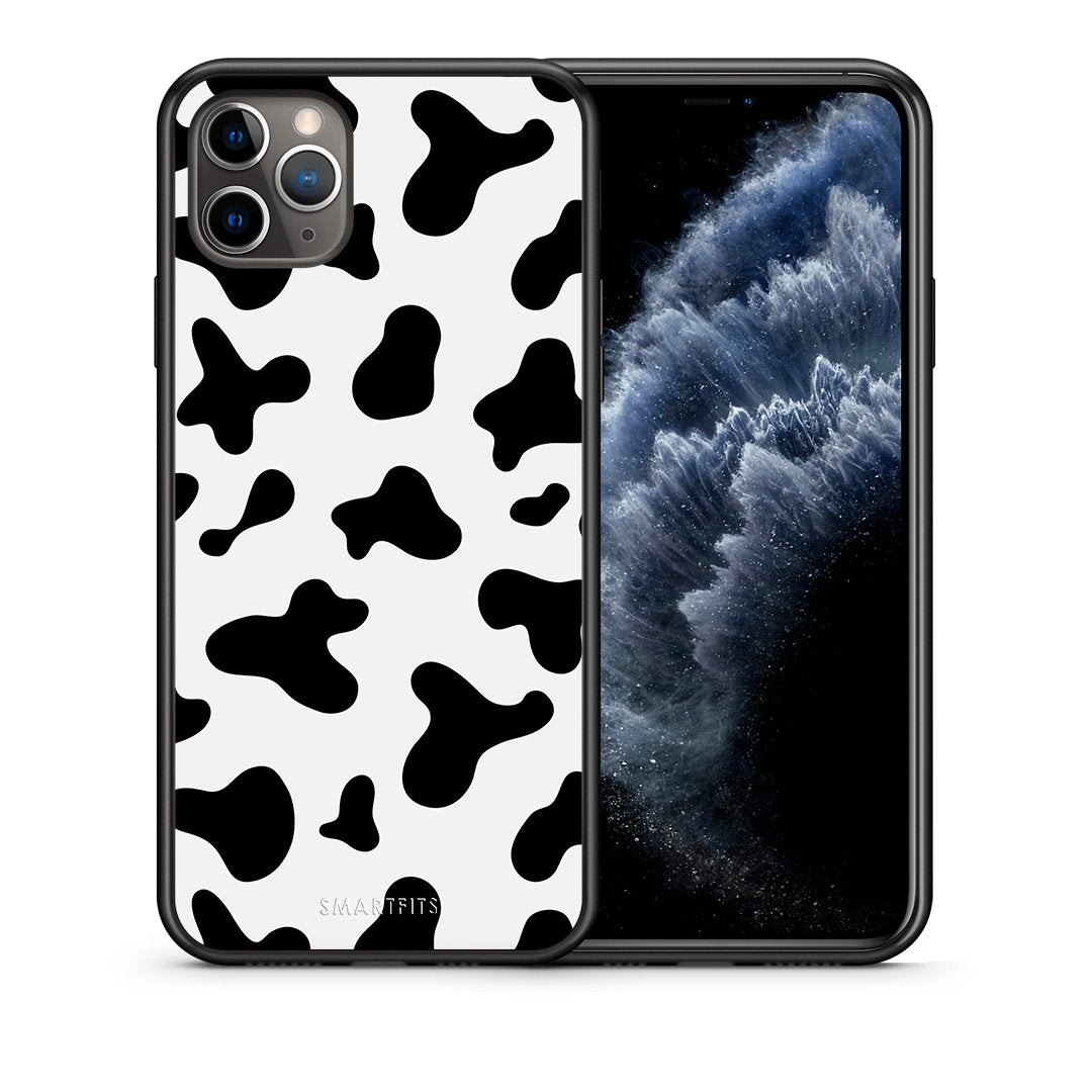 Θήκη iPhone 11 Pro Max Cow Print από τη Smartfits με σχέδιο στο πίσω μέρος και μαύρο περίβλημα | iPhone 11 Pro Max Cow Print case with colorful back and black bezels