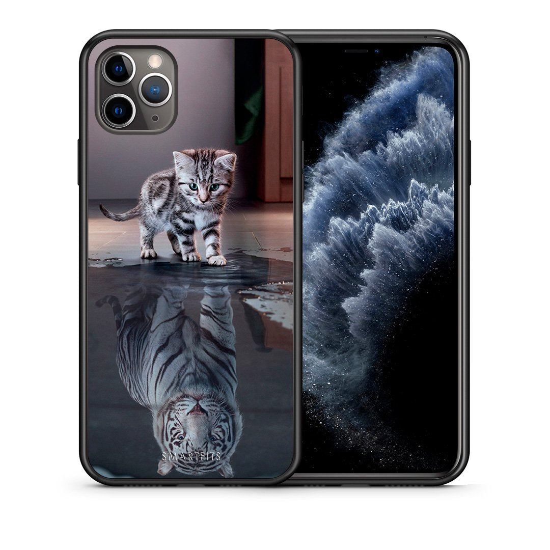 Θήκη iPhone 11 Pro Max Tiger Cute από τη Smartfits με σχέδιο στο πίσω μέρος και μαύρο περίβλημα | iPhone 11 Pro Max Tiger Cute case with colorful back and black bezels