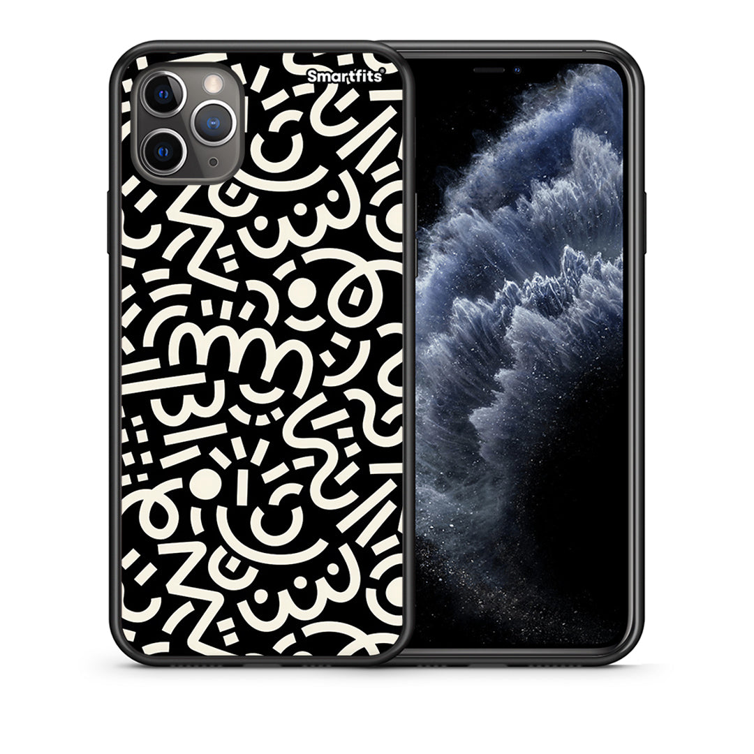 Θήκη iPhone 11 Pro Max Doodle Art από τη Smartfits με σχέδιο στο πίσω μέρος και μαύρο περίβλημα | iPhone 11 Pro Max Doodle Art case with colorful back and black bezels