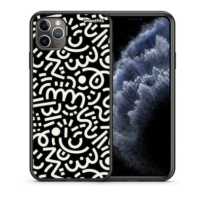 Θήκη iPhone 11 Pro Max Doodle Art από τη Smartfits με σχέδιο στο πίσω μέρος και μαύρο περίβλημα | iPhone 11 Pro Max Doodle Art case with colorful back and black bezels