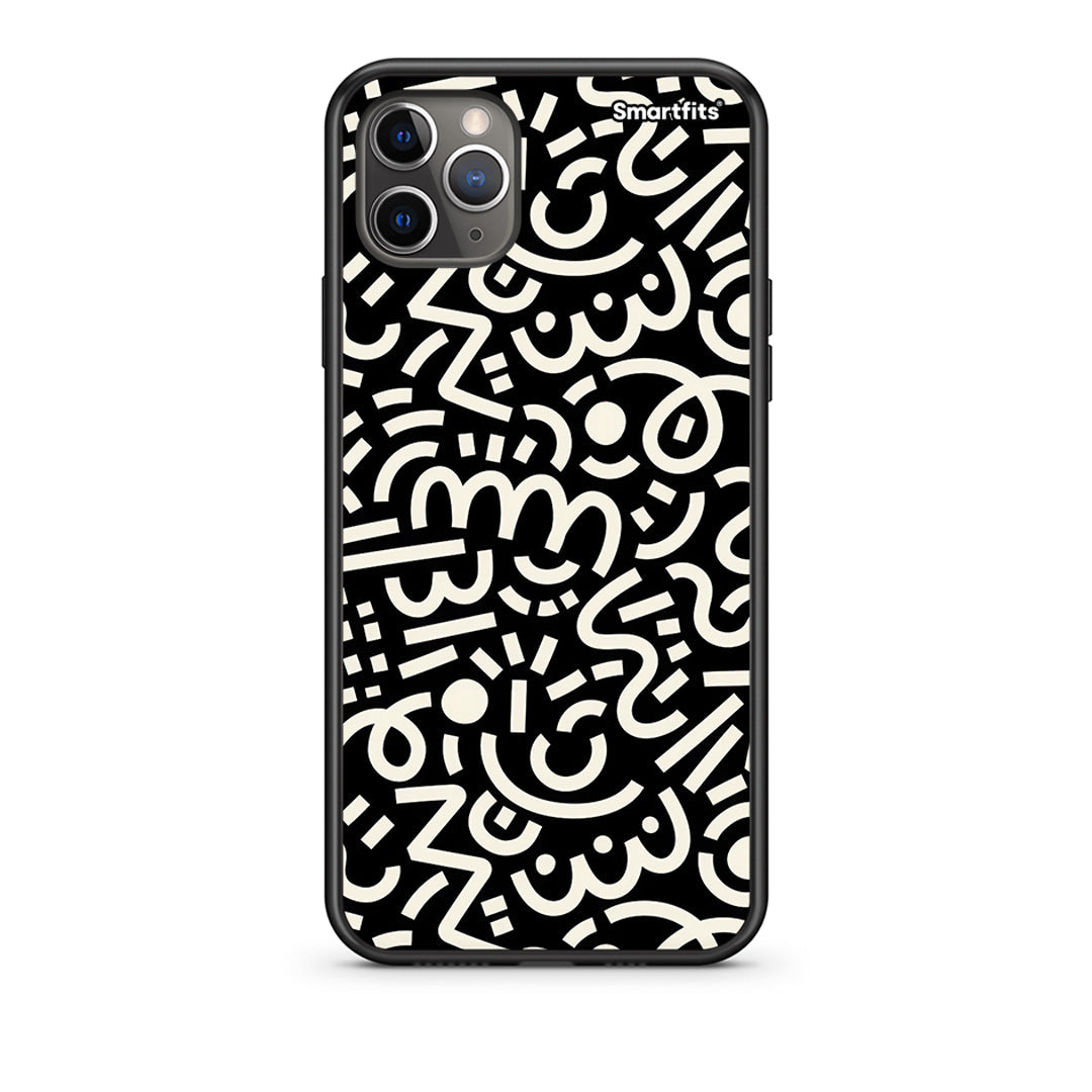 iPhone 11 Pro Max Doodle Art Θήκη από τη Smartfits με σχέδιο στο πίσω μέρος και μαύρο περίβλημα | Smartphone case with colorful back and black bezels by Smartfits
