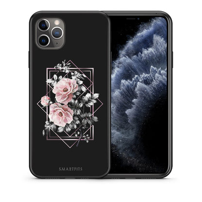 Θήκη iPhone 11 Pro Max Frame Flower από τη Smartfits με σχέδιο στο πίσω μέρος και μαύρο περίβλημα | iPhone 11 Pro Max Frame Flower case with colorful back and black bezels