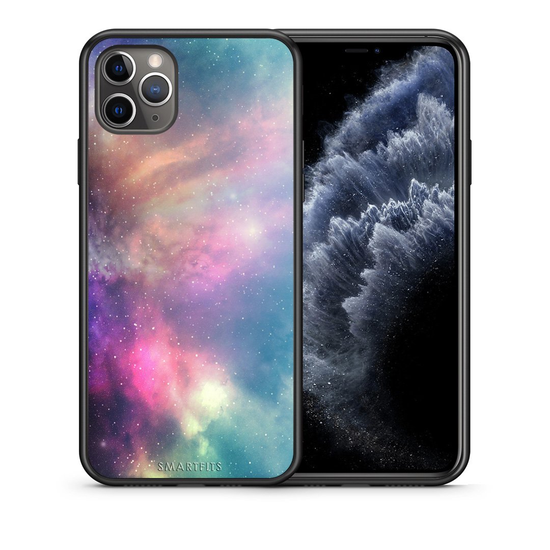Θήκη iPhone 11 Pro Rainbow Galaxy από τη Smartfits με σχέδιο στο πίσω μέρος και μαύρο περίβλημα | iPhone 11 Pro Rainbow Galaxy case with colorful back and black bezels