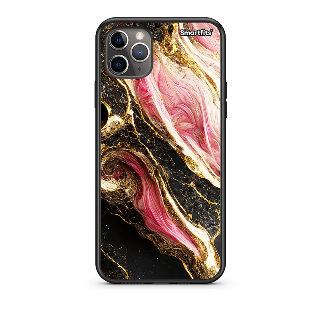 iPhone 11 Pro Glamorous Pink Marble Θήκη από τη Smartfits με σχέδιο στο πίσω μέρος και μαύρο περίβλημα | Smartphone case with colorful back and black bezels by Smartfits
