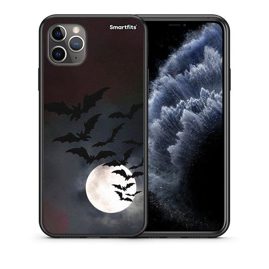 Θήκη iPhone 11 Pro Max Halloween Bat Night από τη Smartfits με σχέδιο στο πίσω μέρος και μαύρο περίβλημα | iPhone 11 Pro Max Halloween Bat Night case with colorful back and black bezels