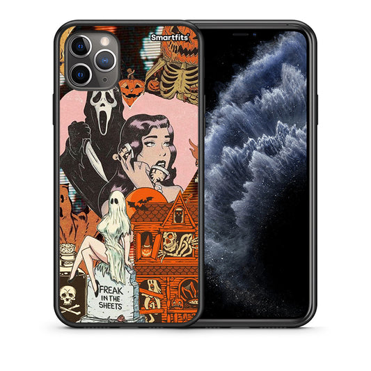 Θήκη iPhone 11 Pro Max Halloween Collage από τη Smartfits με σχέδιο στο πίσω μέρος και μαύρο περίβλημα | iPhone 11 Pro Max Halloween Collage case with colorful back and black bezels