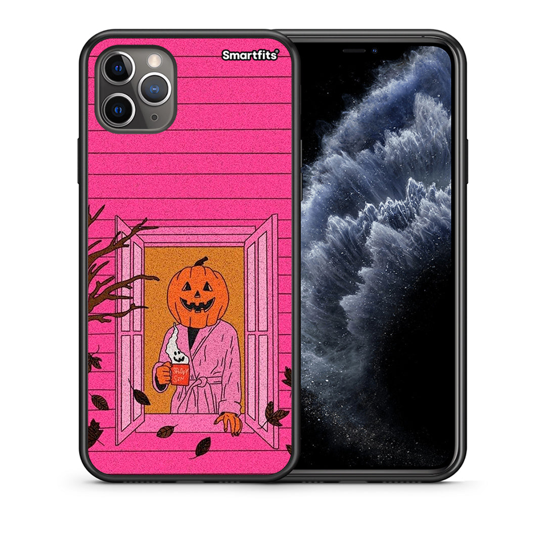 Θήκη iPhone 11 Pro Halloween Pumpkin Lady από τη Smartfits με σχέδιο στο πίσω μέρος και μαύρο περίβλημα | iPhone 11 Pro Halloween Pumpkin Lady case with colorful back and black bezels