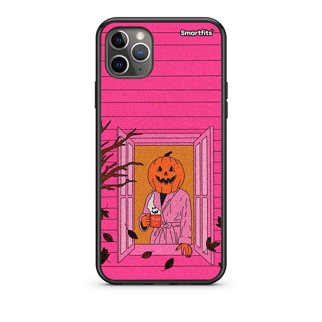 iPhone 11 Pro Max Halloween Pumpkin Lady Θήκη από τη Smartfits με σχέδιο στο πίσω μέρος και μαύρο περίβλημα | Smartphone case with colorful back and black bezels by Smartfits