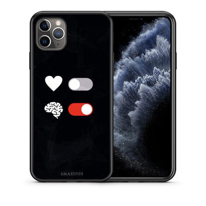 Θήκη Αγίου Βαλεντίνου iPhone 11 Pro Heart Vs Brain από τη Smartfits με σχέδιο στο πίσω μέρος και μαύρο περίβλημα | iPhone 11 Pro Heart Vs Brain case with colorful back and black bezels