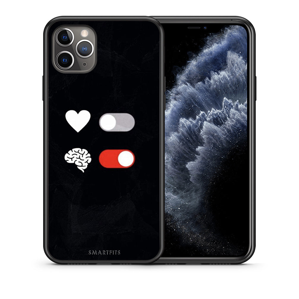 Θήκη Αγίου Βαλεντίνου iPhone 11 Pro Max Heart Vs Brain από τη Smartfits με σχέδιο στο πίσω μέρος και μαύρο περίβλημα | iPhone 11 Pro Max Heart Vs Brain case with colorful back and black bezels