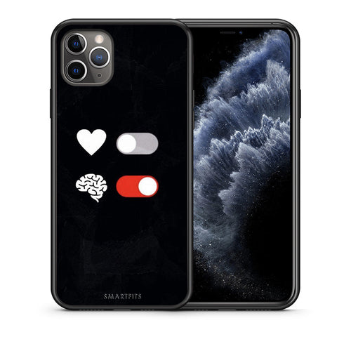 Θήκη Αγίου Βαλεντίνου iPhone 11 Pro Max Heart Vs Brain από τη Smartfits με σχέδιο στο πίσω μέρος και μαύρο περίβλημα | iPhone 11 Pro Max Heart Vs Brain case with colorful back and black bezels