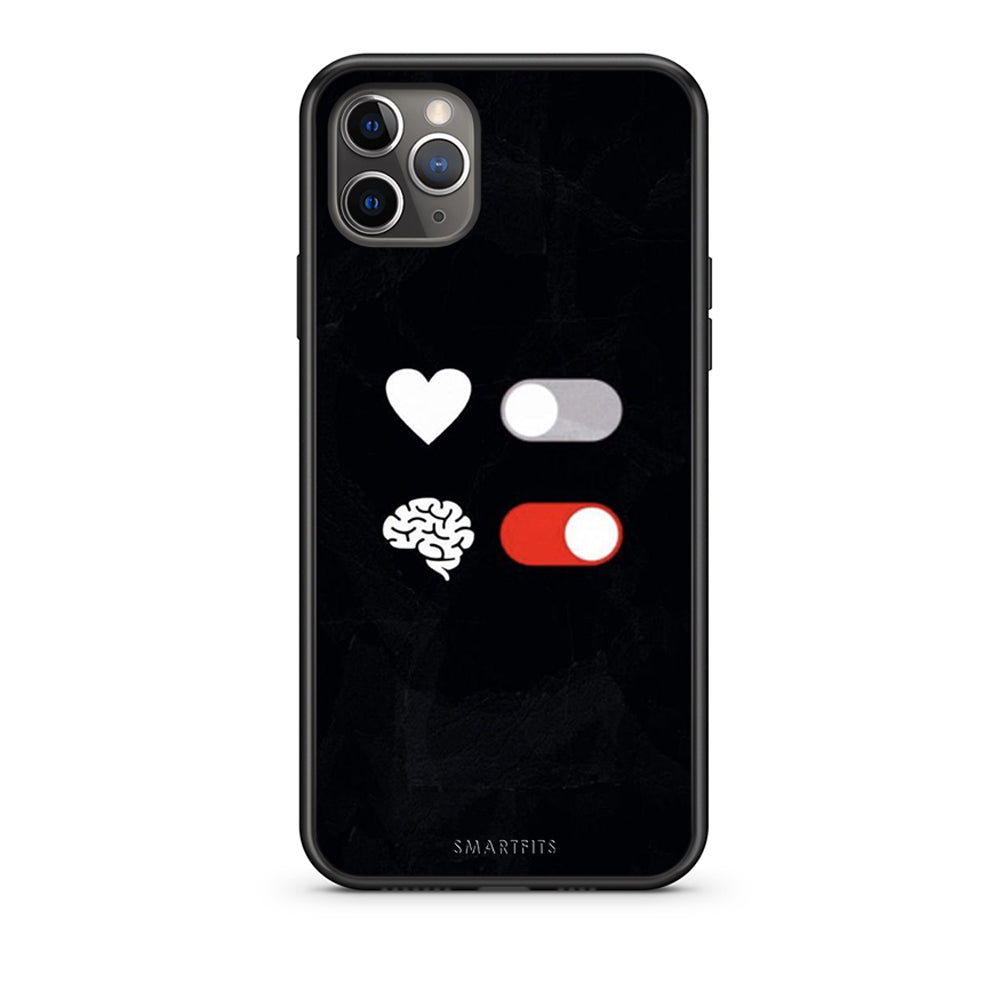 iPhone 11 Pro Max Heart Vs Brain Θήκη Αγίου Βαλεντίνου από τη Smartfits με σχέδιο στο πίσω μέρος και μαύρο περίβλημα | Smartphone case with colorful back and black bezels by Smartfits