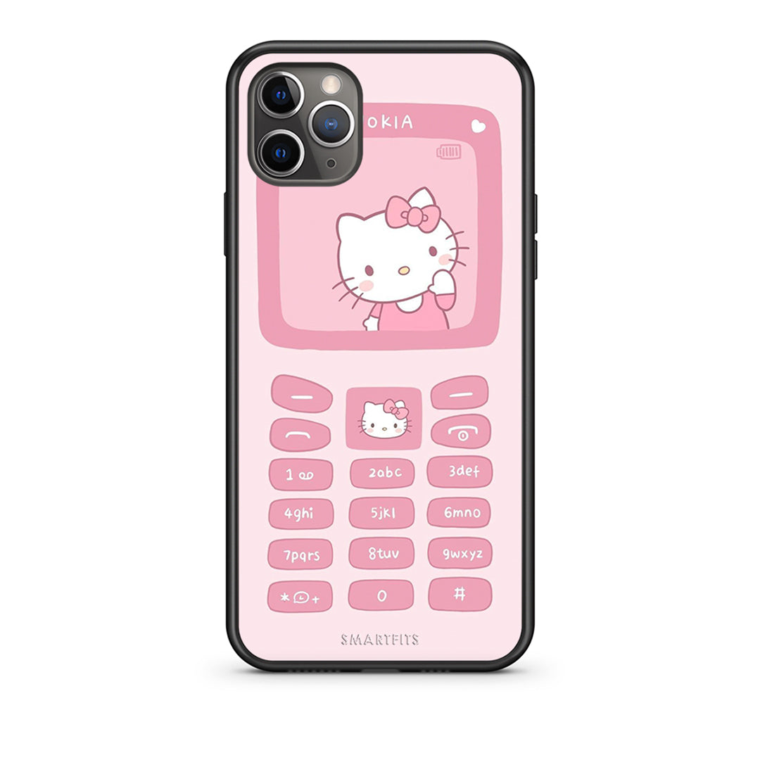 iPhone 11 Pro Hello Kitten Θήκη Αγίου Βαλεντίνου από τη Smartfits με σχέδιο στο πίσω μέρος και μαύρο περίβλημα | Smartphone case with colorful back and black bezels by Smartfits