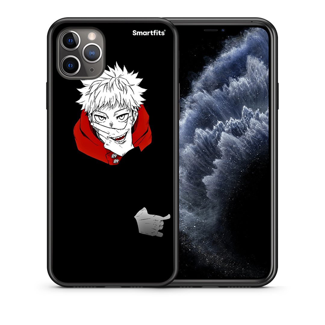 Θήκη iPhone 11 Pro Itadori Anime από τη Smartfits με σχέδιο στο πίσω μέρος και μαύρο περίβλημα | iPhone 11 Pro Itadori Anime case with colorful back and black bezels