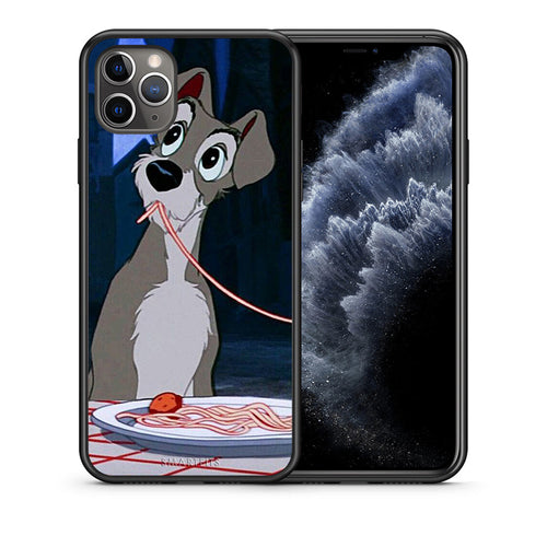 Θήκη Αγίου Βαλεντίνου iPhone 11 Pro Lady And Tramp 1 από τη Smartfits με σχέδιο στο πίσω μέρος και μαύρο περίβλημα | iPhone 11 Pro Lady And Tramp 1 case with colorful back and black bezels