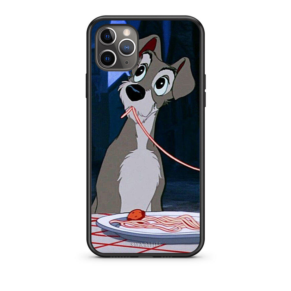 iPhone 11 Pro Lady And Tramp 1 Θήκη Αγίου Βαλεντίνου από τη Smartfits με σχέδιο στο πίσω μέρος και μαύρο περίβλημα | Smartphone case with colorful back and black bezels by Smartfits