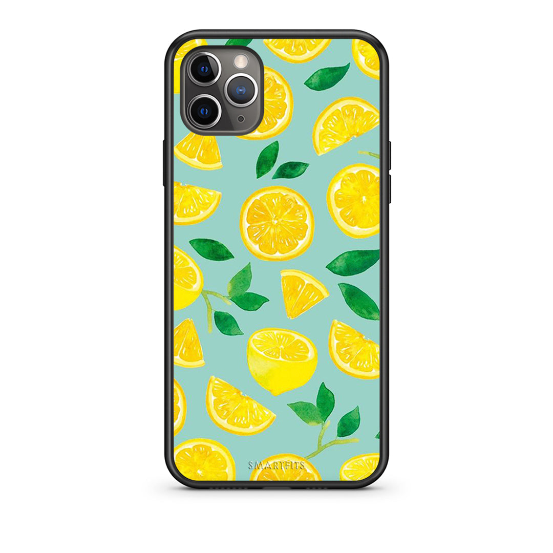 iPhone 11 Pro Max Lemons θήκη από τη Smartfits με σχέδιο στο πίσω μέρος και μαύρο περίβλημα | Smartphone case with colorful back and black bezels by Smartfits