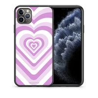 Thumbnail for Θήκη iPhone 11 Pro Max Lilac Hearts από τη Smartfits με σχέδιο στο πίσω μέρος και μαύρο περίβλημα | iPhone 11 Pro Max Lilac Hearts case with colorful back and black bezels