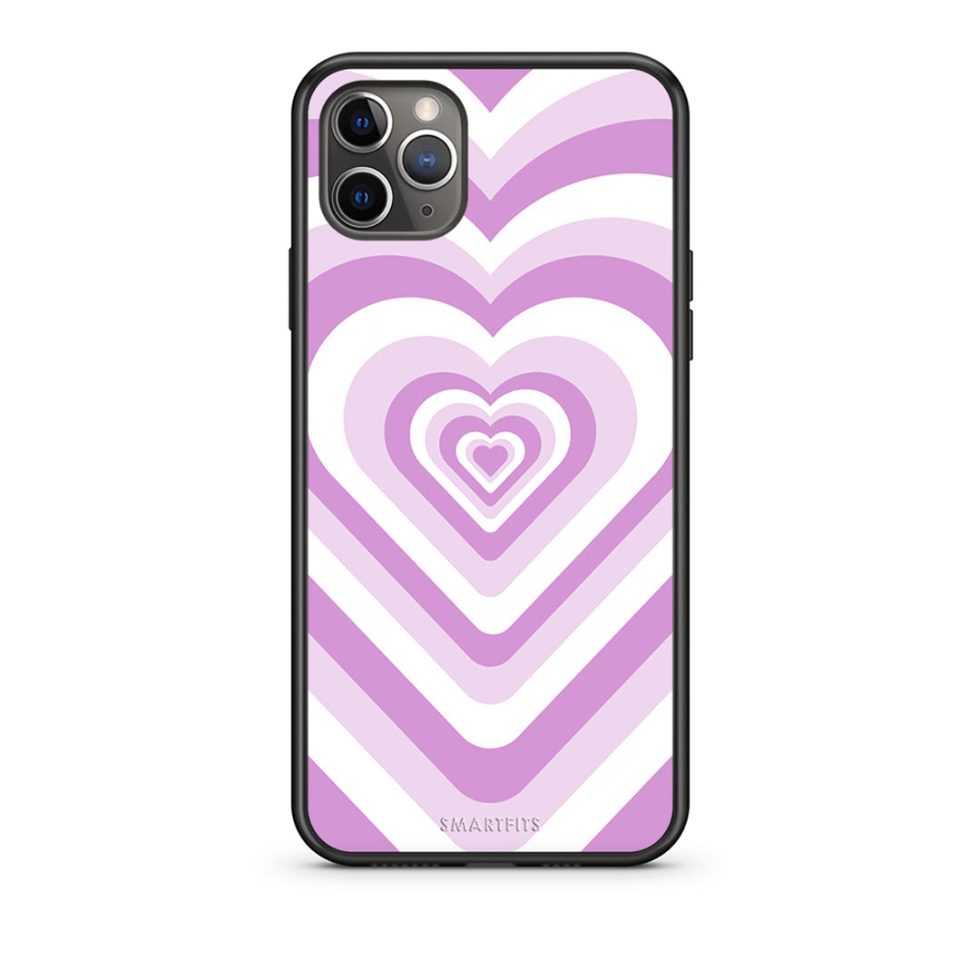 iPhone 11 Pro Max Lilac Hearts θήκη από τη Smartfits με σχέδιο στο πίσω μέρος και μαύρο περίβλημα | Smartphone case with colorful back and black bezels by Smartfits