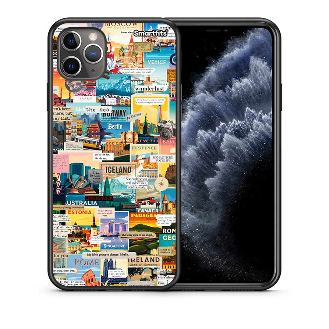 Θήκη iPhone 11 Pro Max Live To Travel από τη Smartfits με σχέδιο στο πίσω μέρος και μαύρο περίβλημα | iPhone 11 Pro Max Live To Travel case with colorful back and black bezels