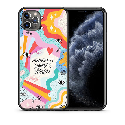 Θήκη iPhone 11 Pro Manifest Your Vision από τη Smartfits με σχέδιο στο πίσω μέρος και μαύρο περίβλημα | iPhone 11 Pro Manifest Your Vision case with colorful back and black bezels