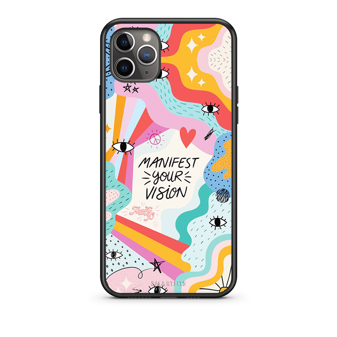 iPhone 11 Pro Max Manifest Your Vision θήκη από τη Smartfits με σχέδιο στο πίσω μέρος και μαύρο περίβλημα | Smartphone case with colorful back and black bezels by Smartfits