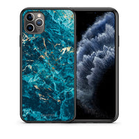 Thumbnail for Θήκη iPhone 11 Pro Marble Blue από τη Smartfits με σχέδιο στο πίσω μέρος και μαύρο περίβλημα | iPhone 11 Pro Marble Blue case with colorful back and black bezels