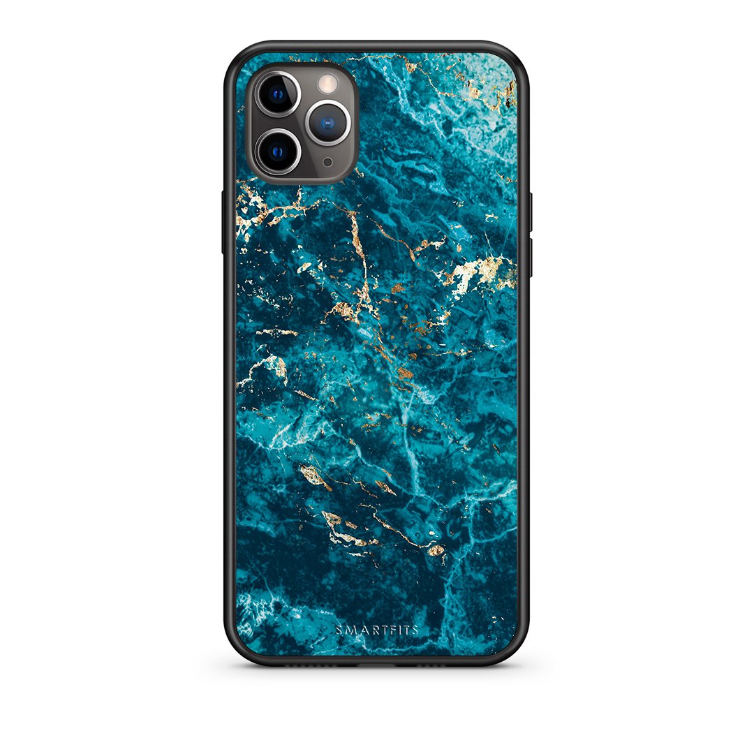iPhone 11 Pro Max Marble Blue θήκη από τη Smartfits με σχέδιο στο πίσω μέρος και μαύρο περίβλημα | Smartphone case with colorful back and black bezels by Smartfits