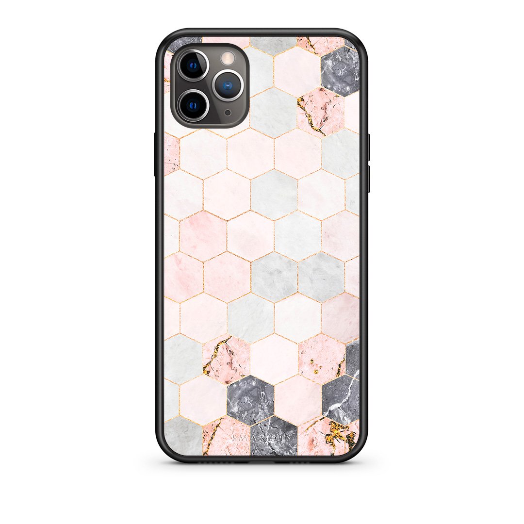 4 - iPhone 11 Pro Hexagon Pink Marble case, cover, bumper