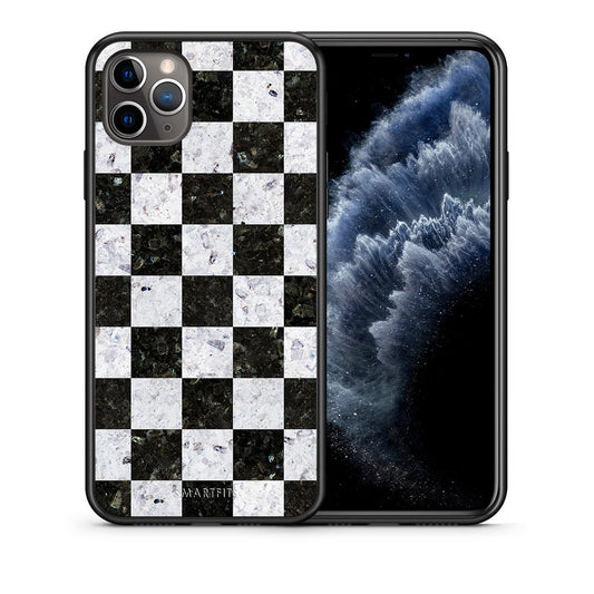 Θήκη iPhone 11 Pro Max Square Geometric Marble από τη Smartfits με σχέδιο στο πίσω μέρος και μαύρο περίβλημα | iPhone 11 Pro Max Square Geometric Marble case with colorful back and black bezels
