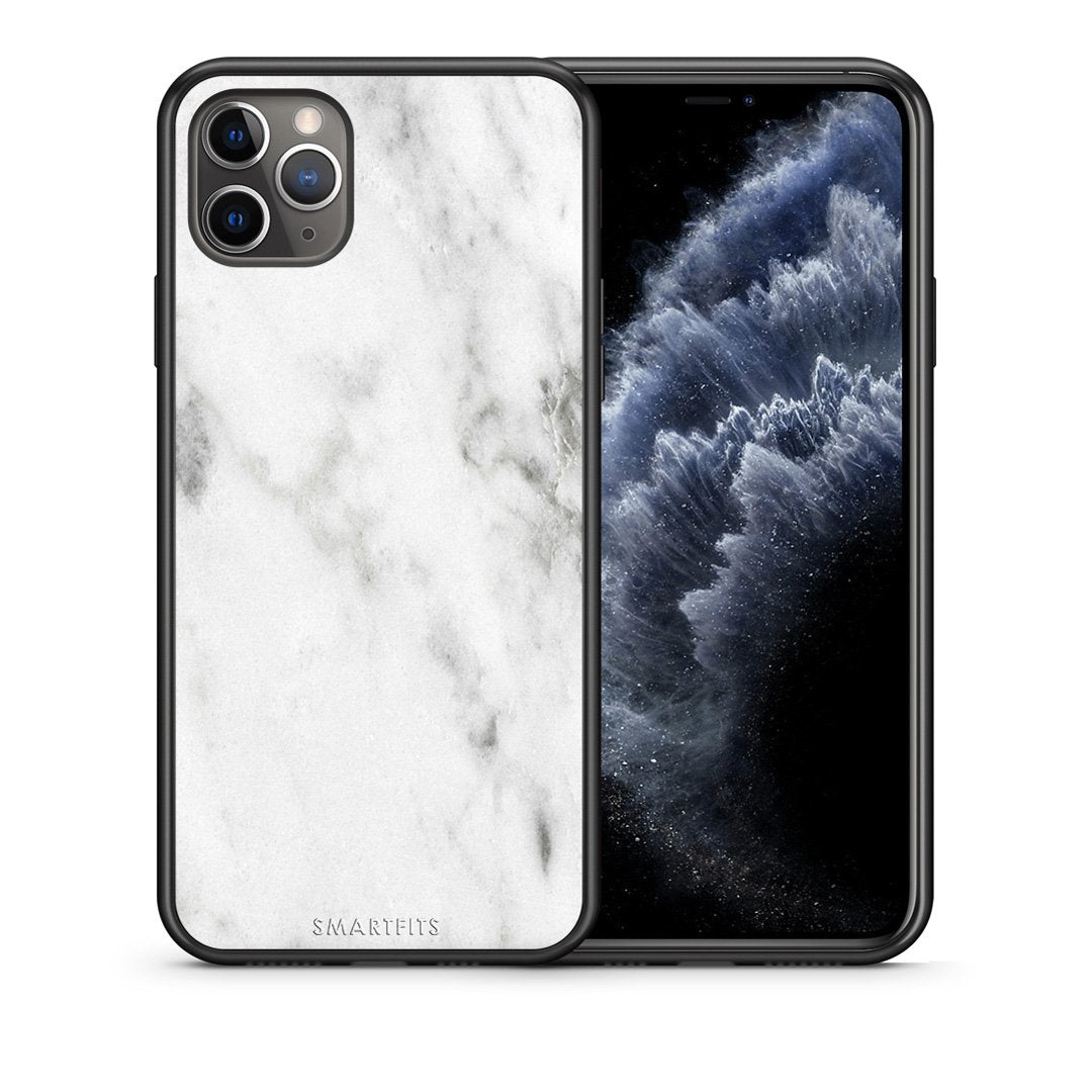 Θήκη iPhone 11 Pro White Marble από τη Smartfits με σχέδιο στο πίσω μέρος και μαύρο περίβλημα | iPhone 11 Pro White Marble case with colorful back and black bezels