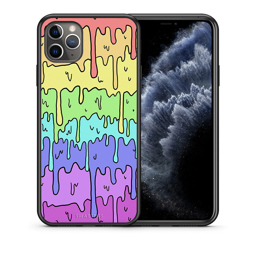 Θήκη iPhone 11 Pro Melting Rainbow από τη Smartfits με σχέδιο στο πίσω μέρος και μαύρο περίβλημα | iPhone 11 Pro Melting Rainbow case with colorful back and black bezels