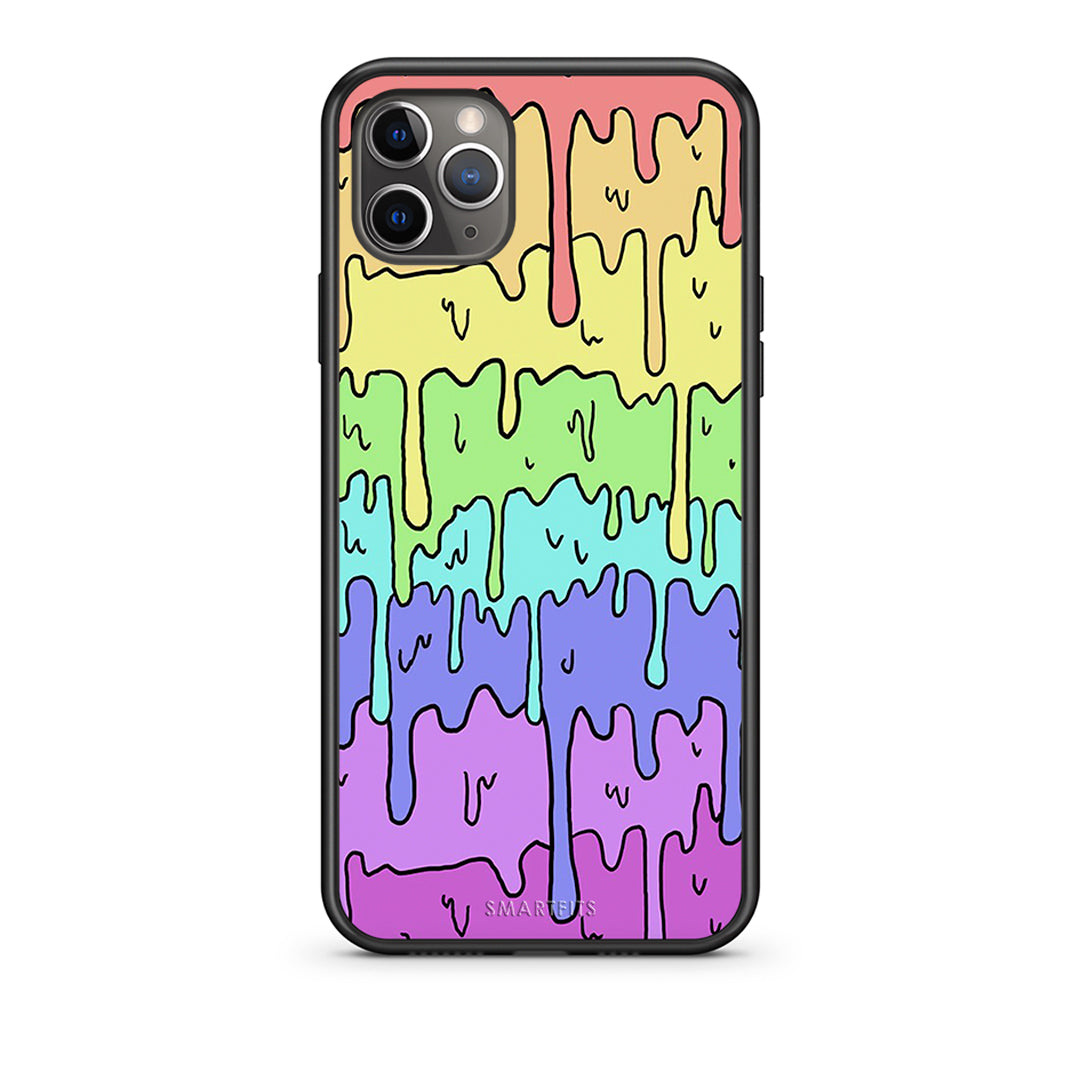 iPhone 11 Pro Max Melting Rainbow θήκη από τη Smartfits με σχέδιο στο πίσω μέρος και μαύρο περίβλημα | Smartphone case with colorful back and black bezels by Smartfits
