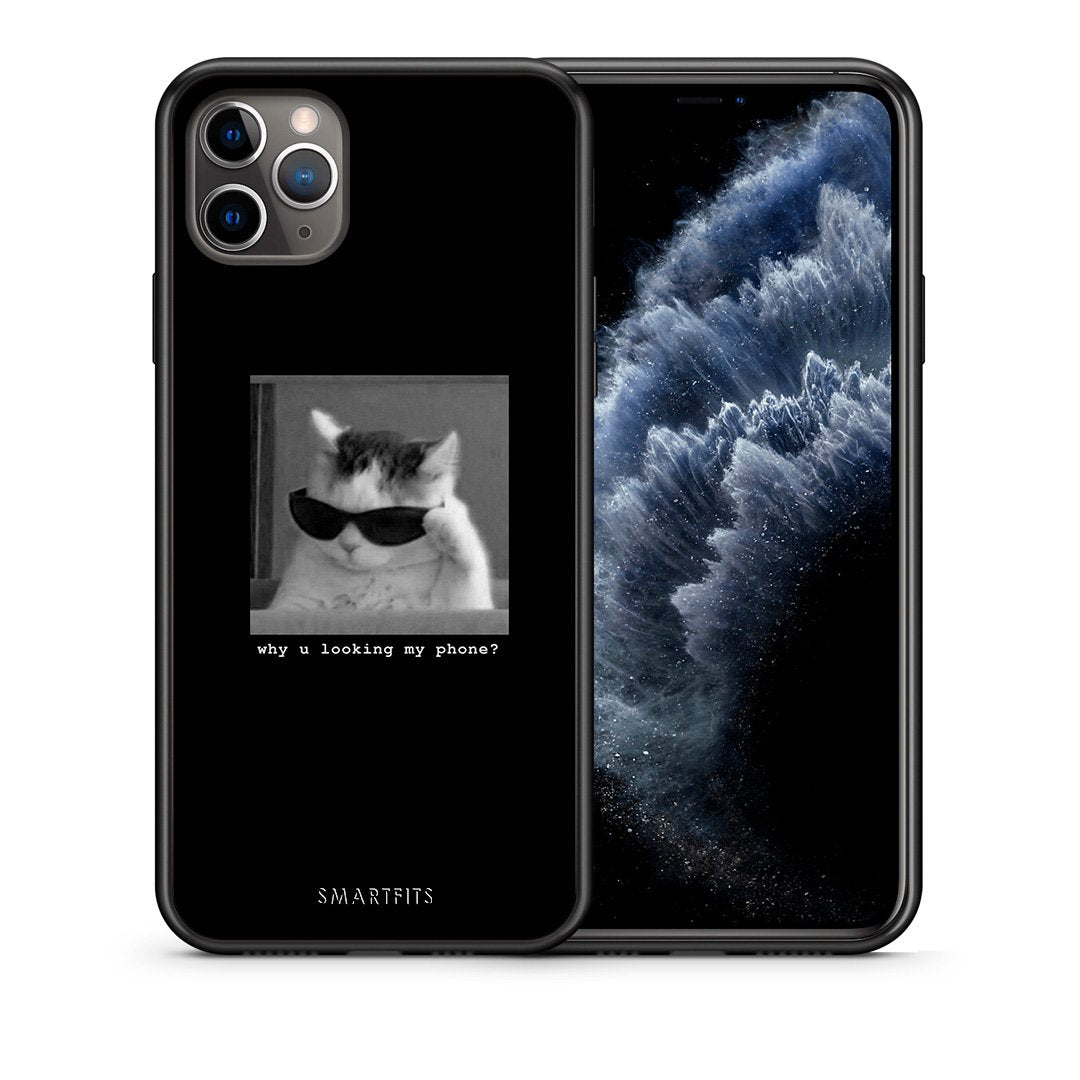 Θήκη iPhone 11 Pro Max Meme Cat από τη Smartfits με σχέδιο στο πίσω μέρος και μαύρο περίβλημα | iPhone 11 Pro Max Meme Cat case with colorful back and black bezels