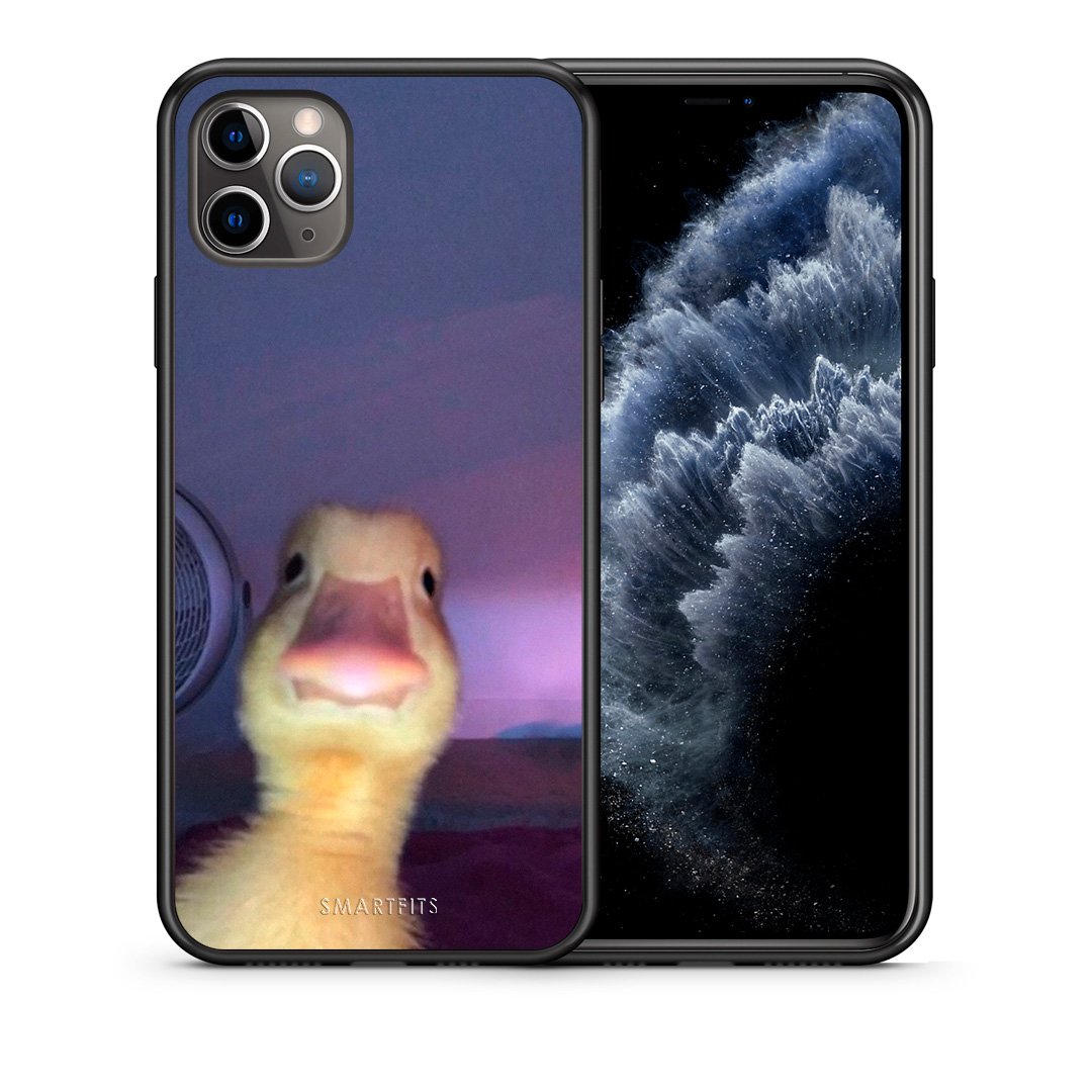 Θήκη iPhone 11 Pro Max Meme Duck από τη Smartfits με σχέδιο στο πίσω μέρος και μαύρο περίβλημα | iPhone 11 Pro Max Meme Duck case with colorful back and black bezels