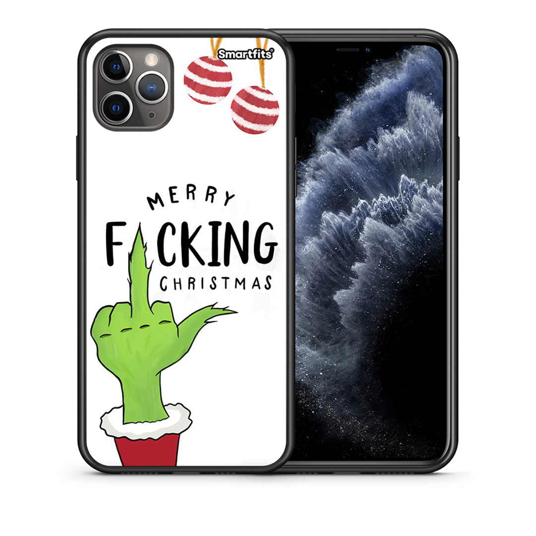 Θήκη iPhone 11 Pro Merry F Xmas από τη Smartfits με σχέδιο στο πίσω μέρος και μαύρο περίβλημα | iPhone 11 Pro Merry F Xmas case with colorful back and black bezels