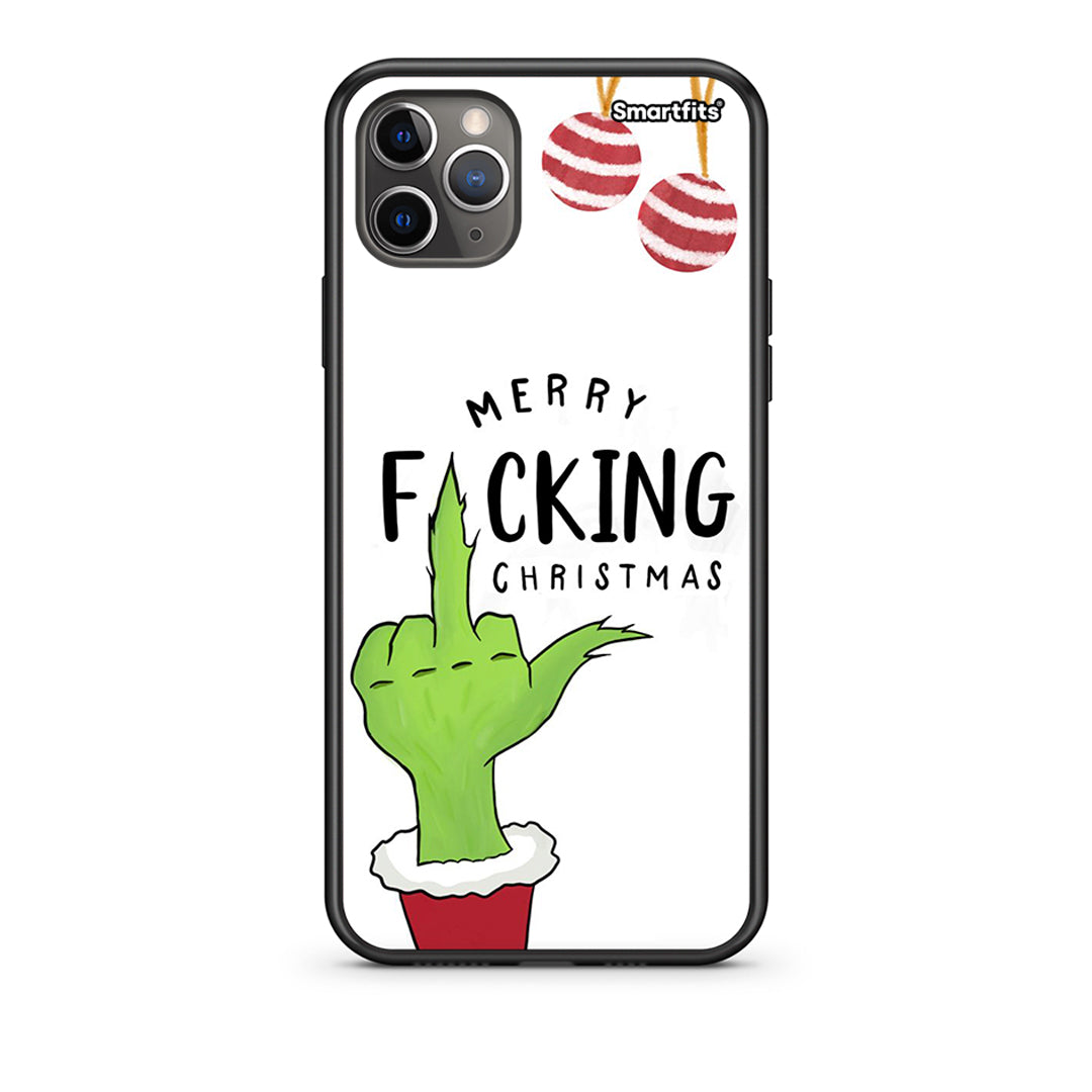 iPhone 11 Pro Merry F Xmas θήκη από τη Smartfits με σχέδιο στο πίσω μέρος και μαύρο περίβλημα | Smartphone case with colorful back and black bezels by Smartfits